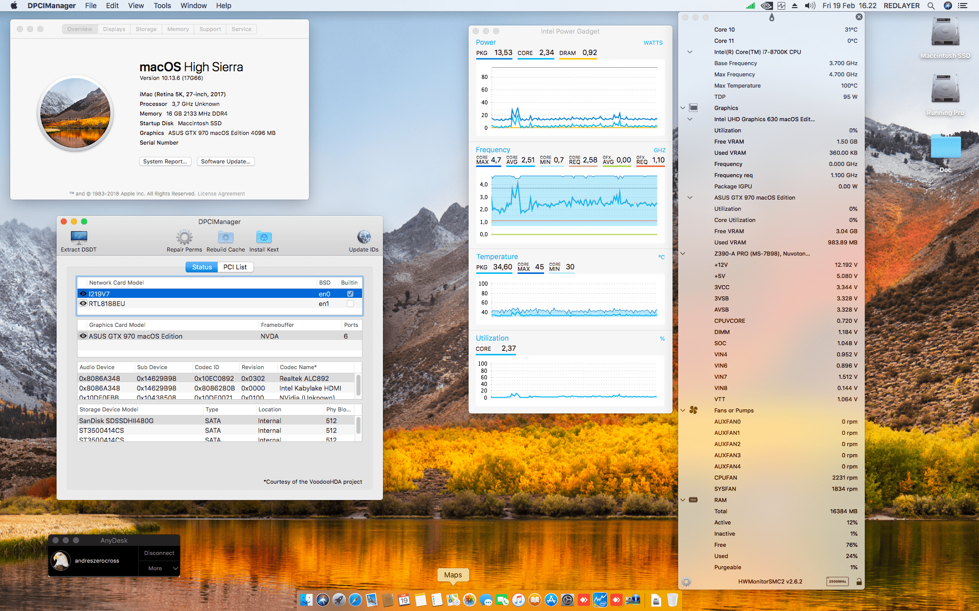 Success Hackintosh macOS High Sierra 10.13.6 Build 17G66 in MSI Z390-A Pro + Intel Core i7 8700K + Asus GTX 970